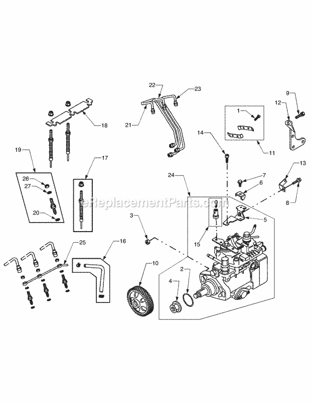 Fuel Injection System Diagram and Parts List for 5264DE 54AE546-710, 54BE546-710 Cub Cadet Lawn Tractor